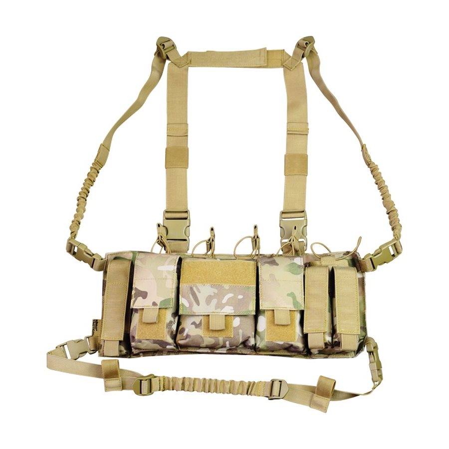Chaleco táctico Trojan Chest Rig Coyote en color coyote con portacargadores y correas ajustables