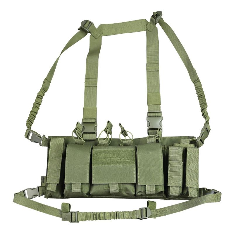 Chaleco táctico Trojan Chest Rig Coyote en color coyote con portacargadores y correas ajustables