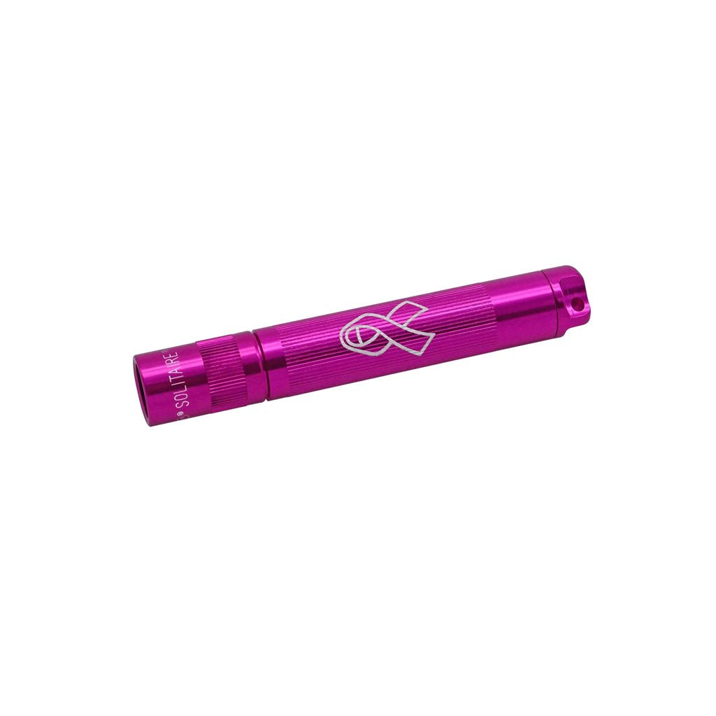 Linterna SOLITAIRE Cáncer de Mama, 8 cm, con cordón y pila AAA en caja de regalo