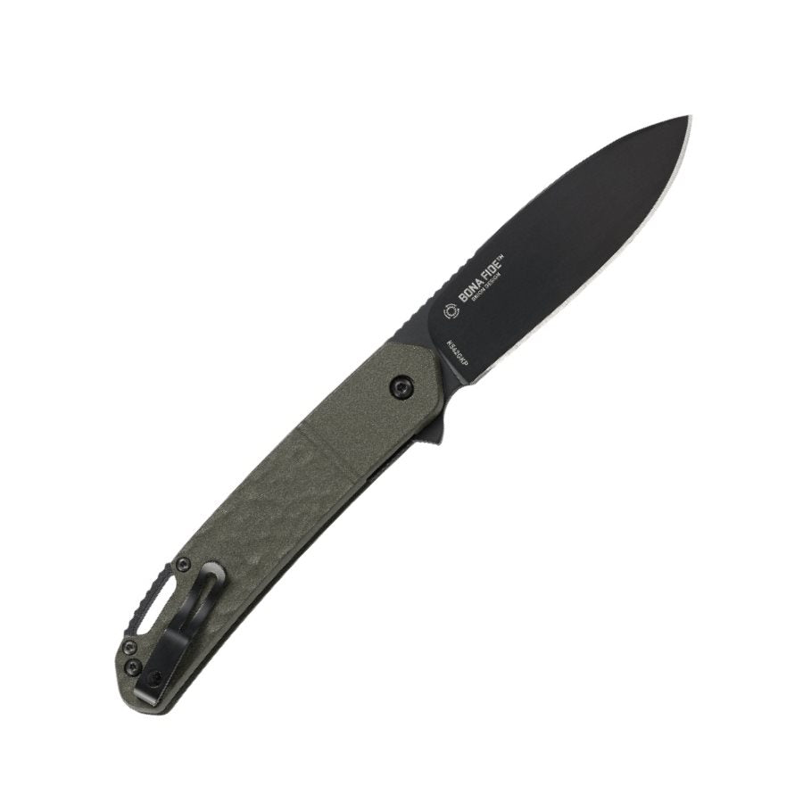 Navaja plegable BONA FIDE™ con hoja lisa 8,93 cm y longitud total 20,8 cm, diseño Ken Onion y sistema de rodamientos