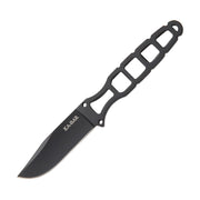 Cuchillo SKELETON negro de hoja fija con recubrimiento y funda de plastico, acero inox 5Cr16, 15,56 cm