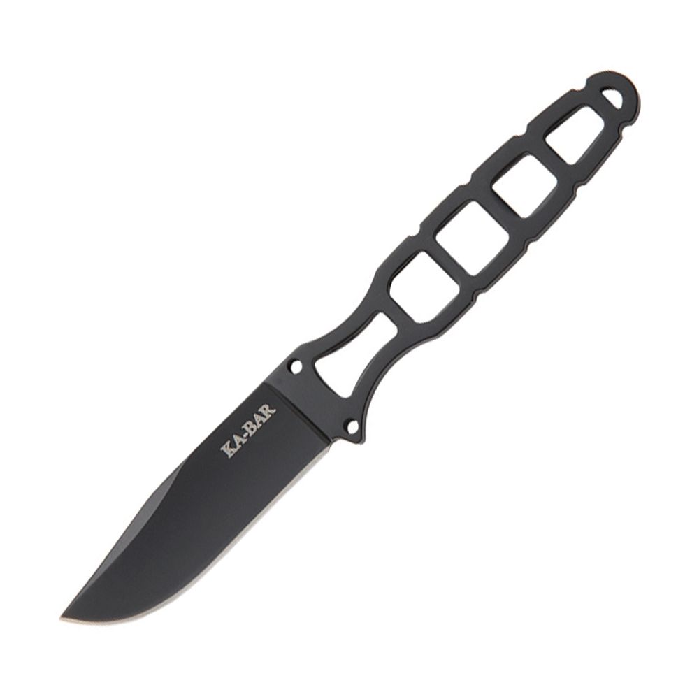 Cuchillo SKELETON negro de hoja fija con recubrimiento y funda de plastico, acero inox 5Cr16, 15,56 cm