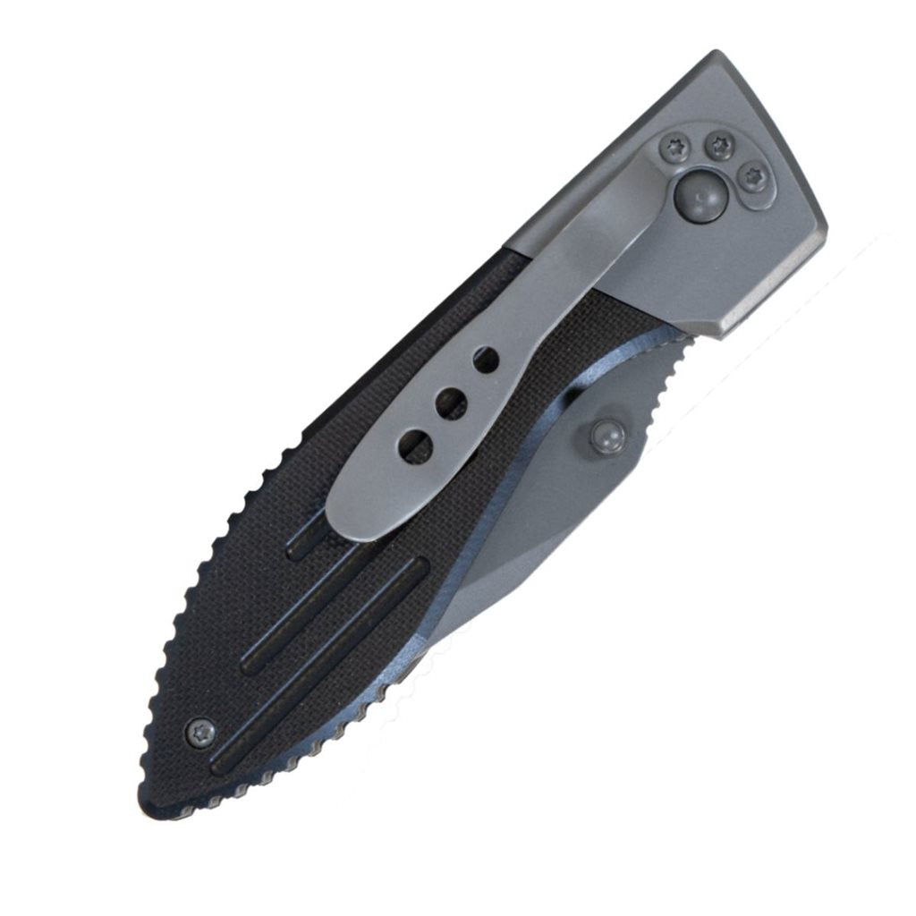 Navaja abatible WARTHOG negra, hoja lisa de acero inoxidable y empuñadura G-10, 19 cm
