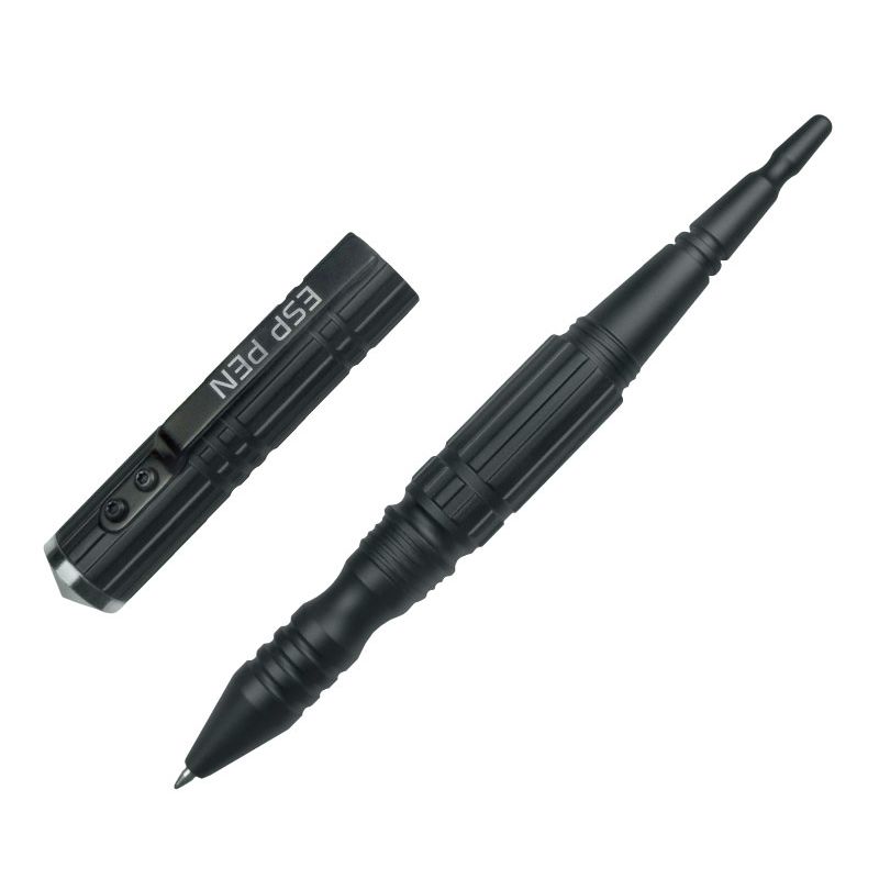 Bolígrafo táctico negro de duraluminio con función de kubotan