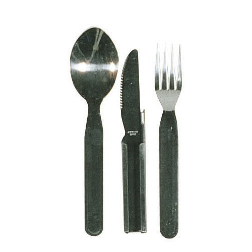 Set de cubiertos NATO 3 piezas (cuchillo 16,5 cm, cuchara 18,5 cm, tenedor 17,5 cm)
