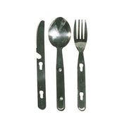 Set de cubiertos (cuchara, cuchillo y tenedor) que se pueden unir para ahorrar espacio