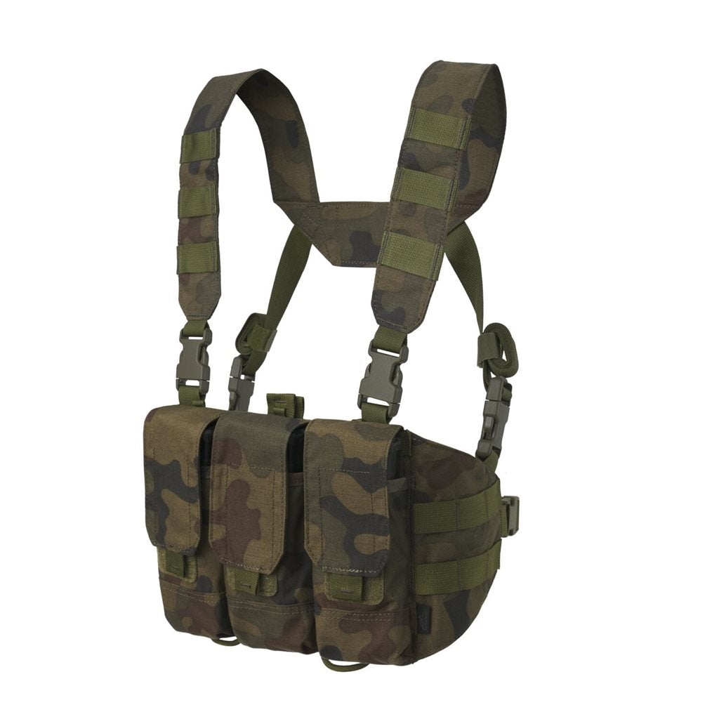 Chaleco chest rig CHICOM Cordura negro con tres bolsas para cargadores AR/AK