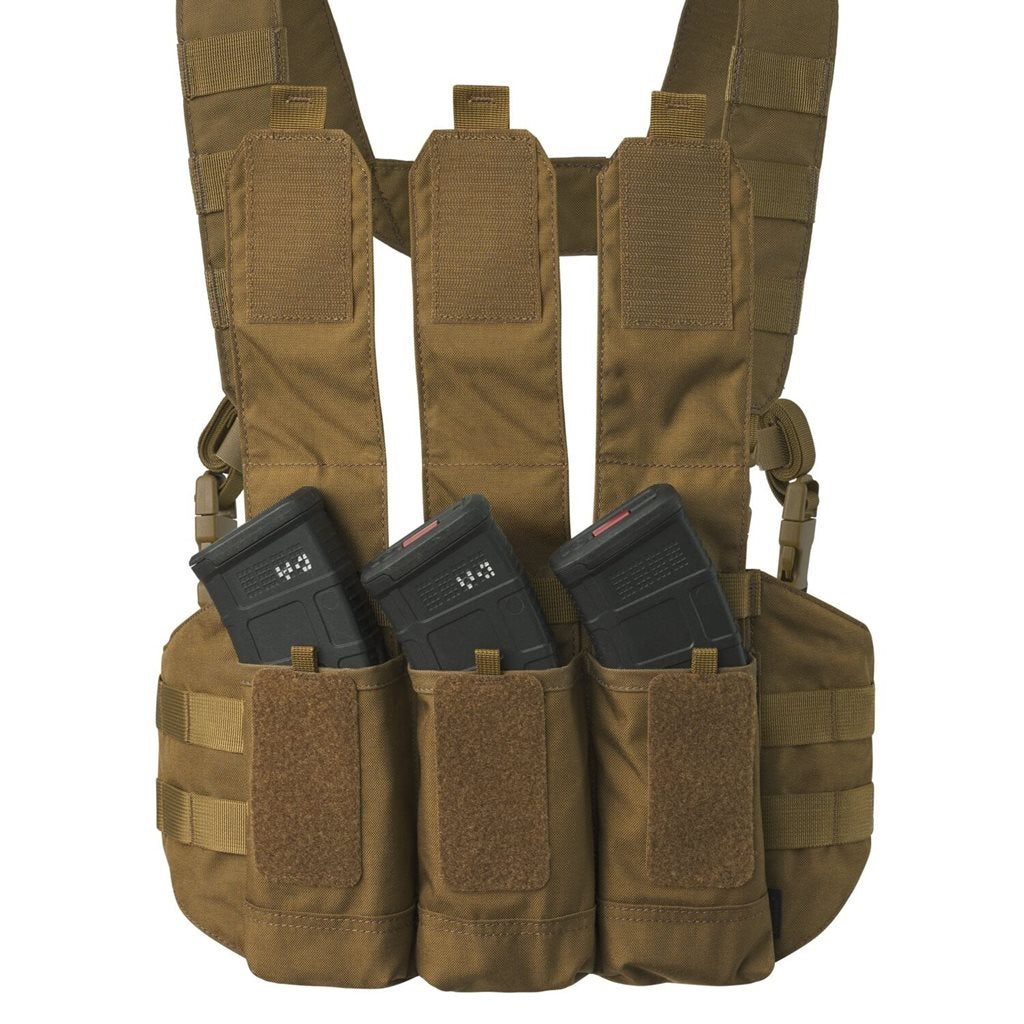 Chaleco chest rig CHICOM Cordura negro con tres bolsas para cargadores AR/AK