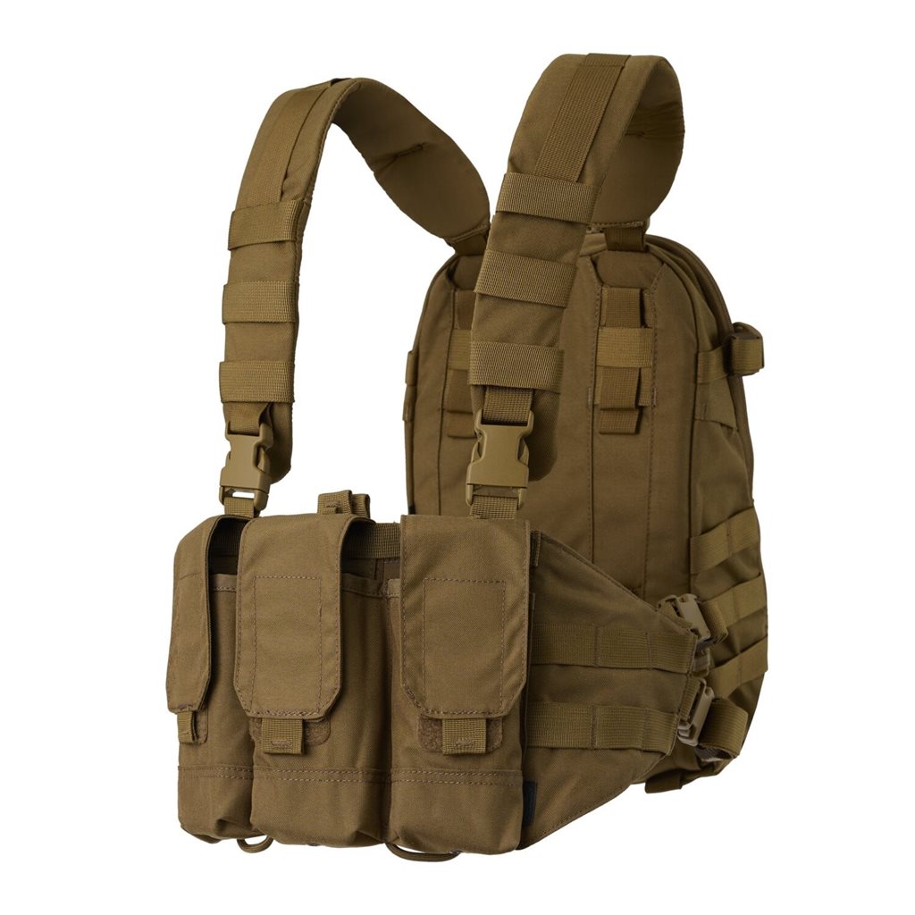 Chaleco chest rig CHICOM Cordura negro con tres bolsas para cargadores AR/AK
