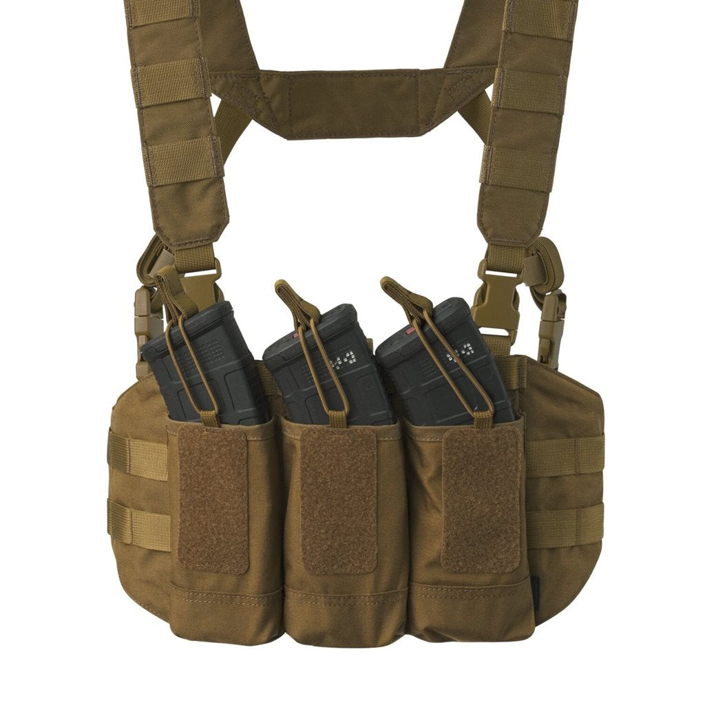 Chaleco chest rig CHICOM Cordura negro con tres bolsas para cargadores AR/AK