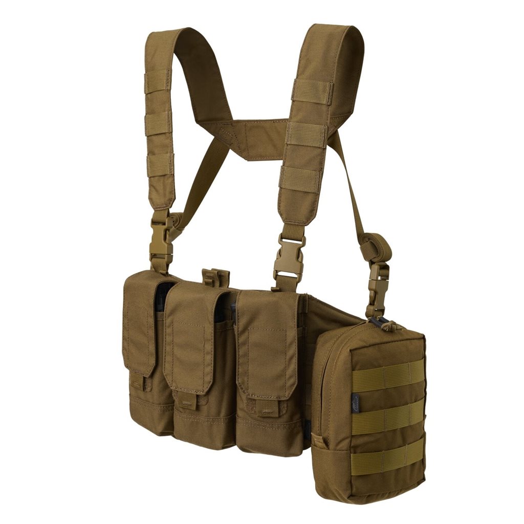 Chaleco chest rig CHICOM Cordura negro con tres bolsas para cargadores AR/AK