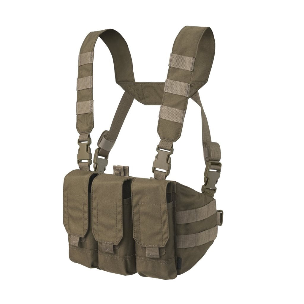 Chaleco chest rig CHICOM Cordura negro con tres bolsas para cargadores AR/AK