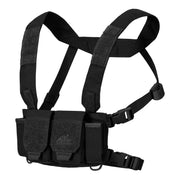 Chest Rig COMPETITION negro con correas y bolsillos modulares, vista frontal