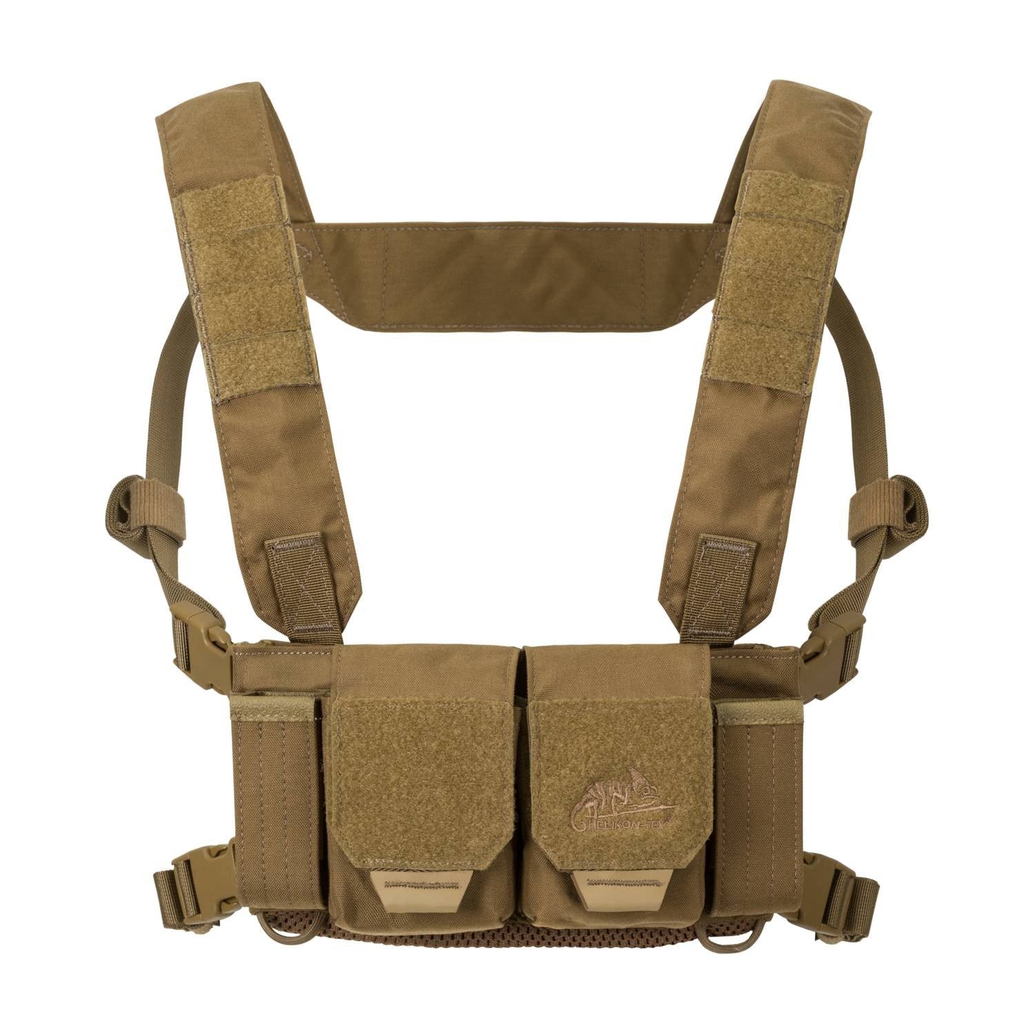 Chest Rig COMPETITION negro con correas y bolsillos modulares, vista frontal