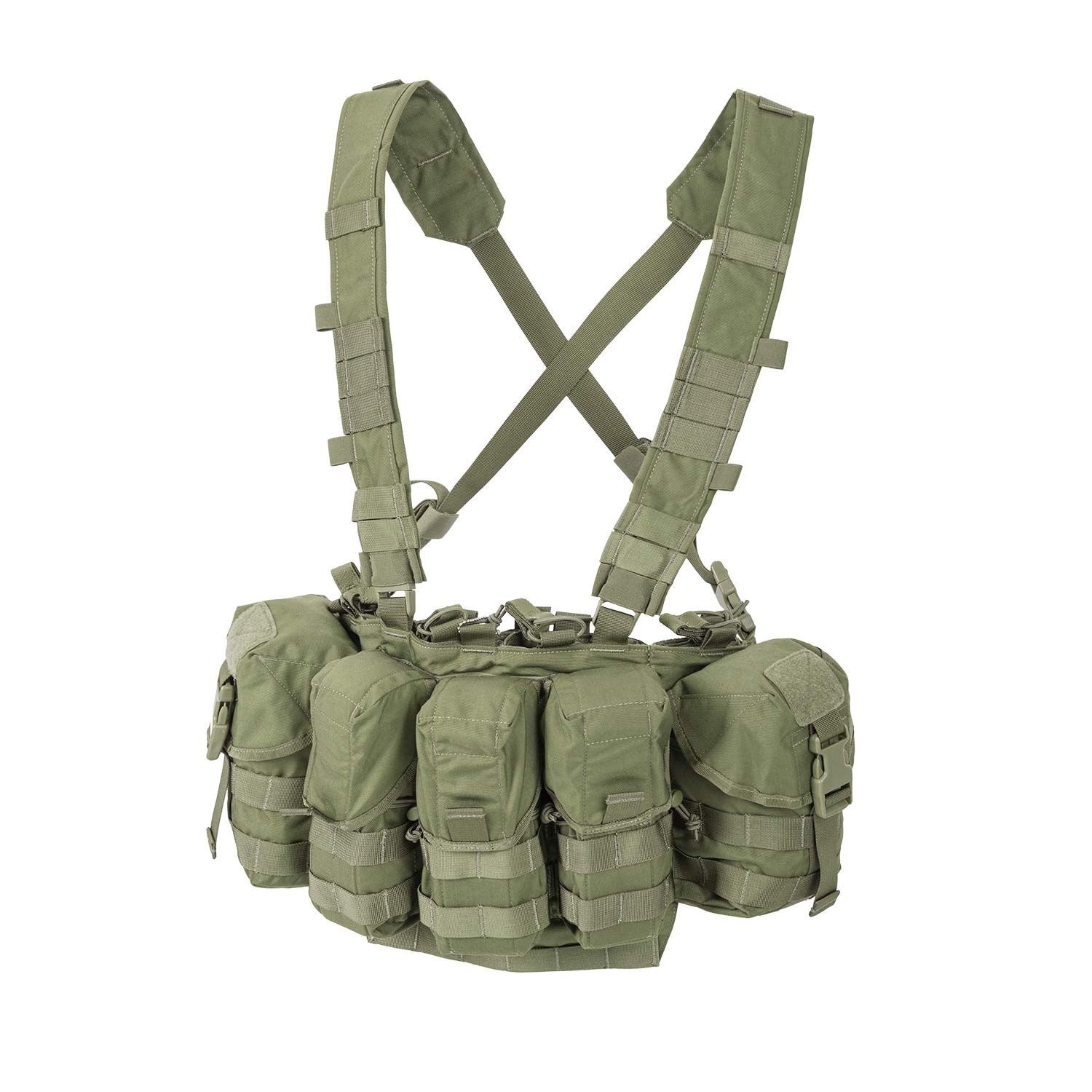 Chest Rig GUARDIAN Cordura Verde, pechera táctica con varias bolsas portacargadores y fundas universales