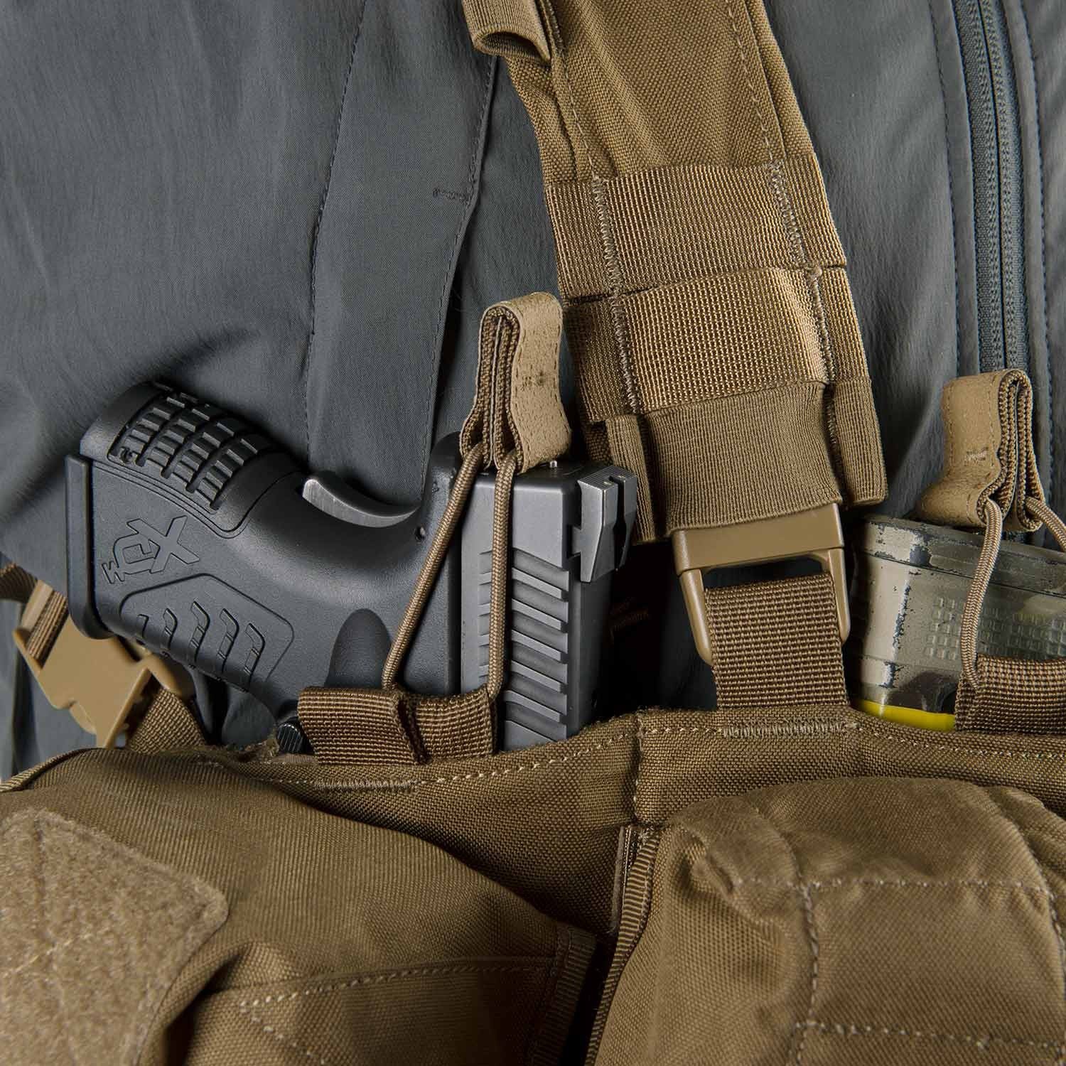 Chest Rig GUARDIAN Cordura Verde, pechera táctica con varias bolsas portacargadores y fundas universales