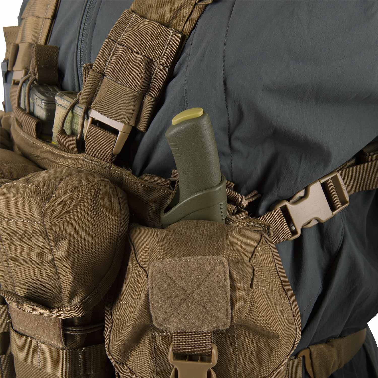 Chest Rig GUARDIAN Cordura Verde, pechera táctica con varias bolsas portacargadores y fundas universales
