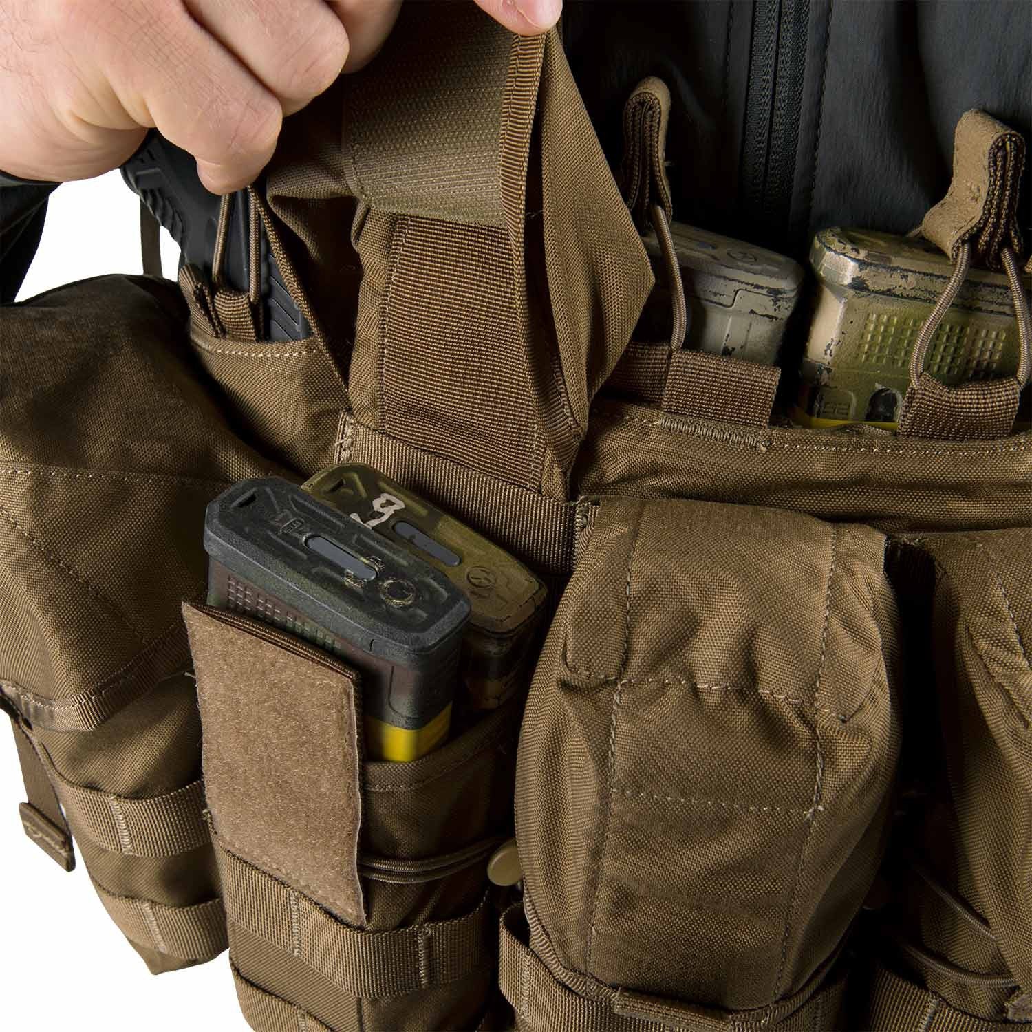 Chest Rig GUARDIAN Cordura Verde, pechera táctica con varias bolsas portacargadores y fundas universales