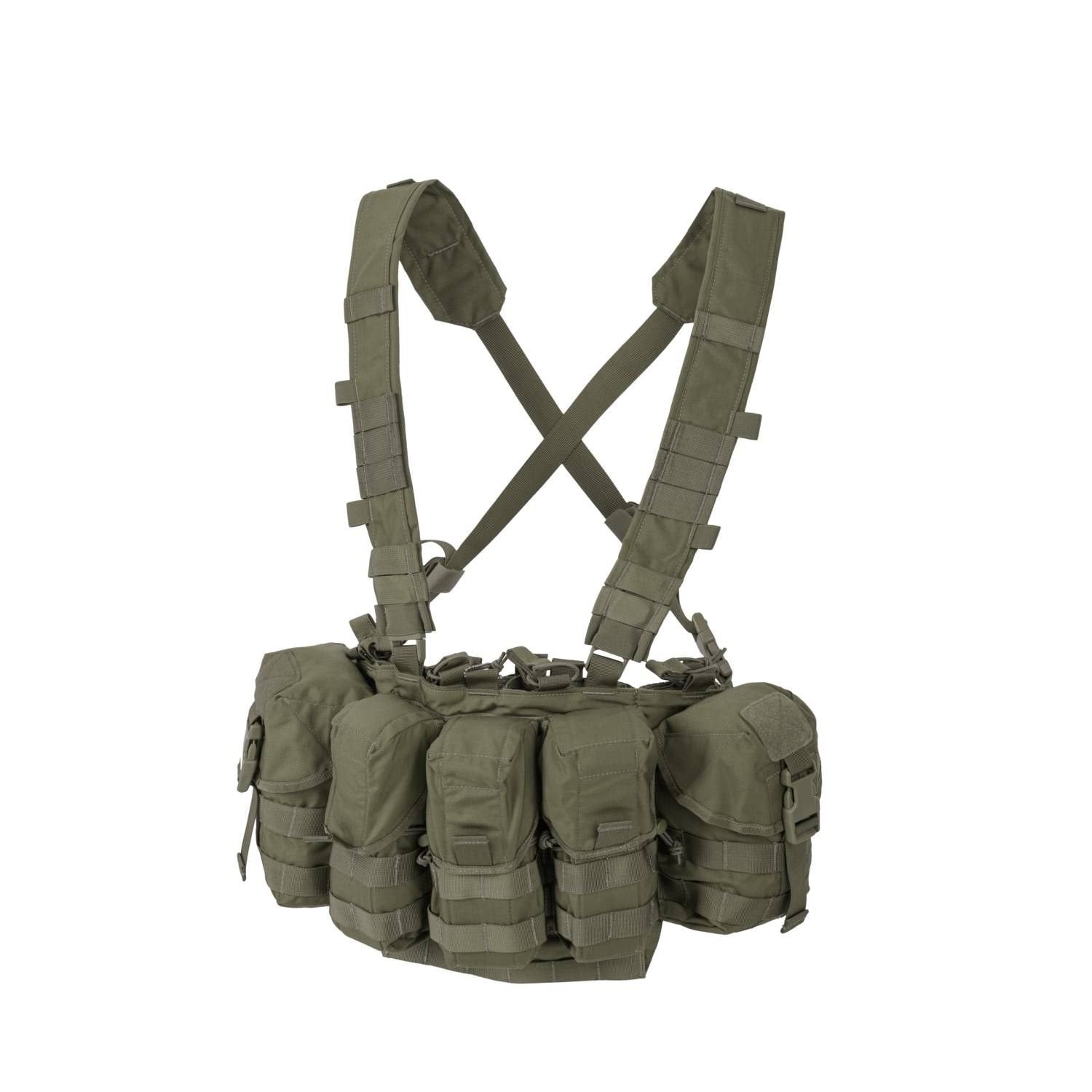 Chest Rig GUARDIAN Cordura Verde, pechera táctica con varias bolsas portacargadores y fundas universales