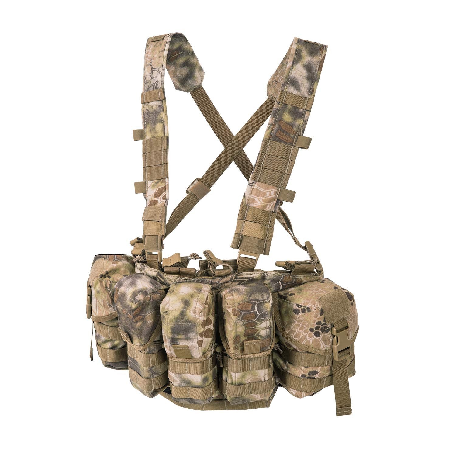Chest Rig GUARDIAN Cordura Verde, pechera táctica con varias bolsas portacargadores y fundas universales