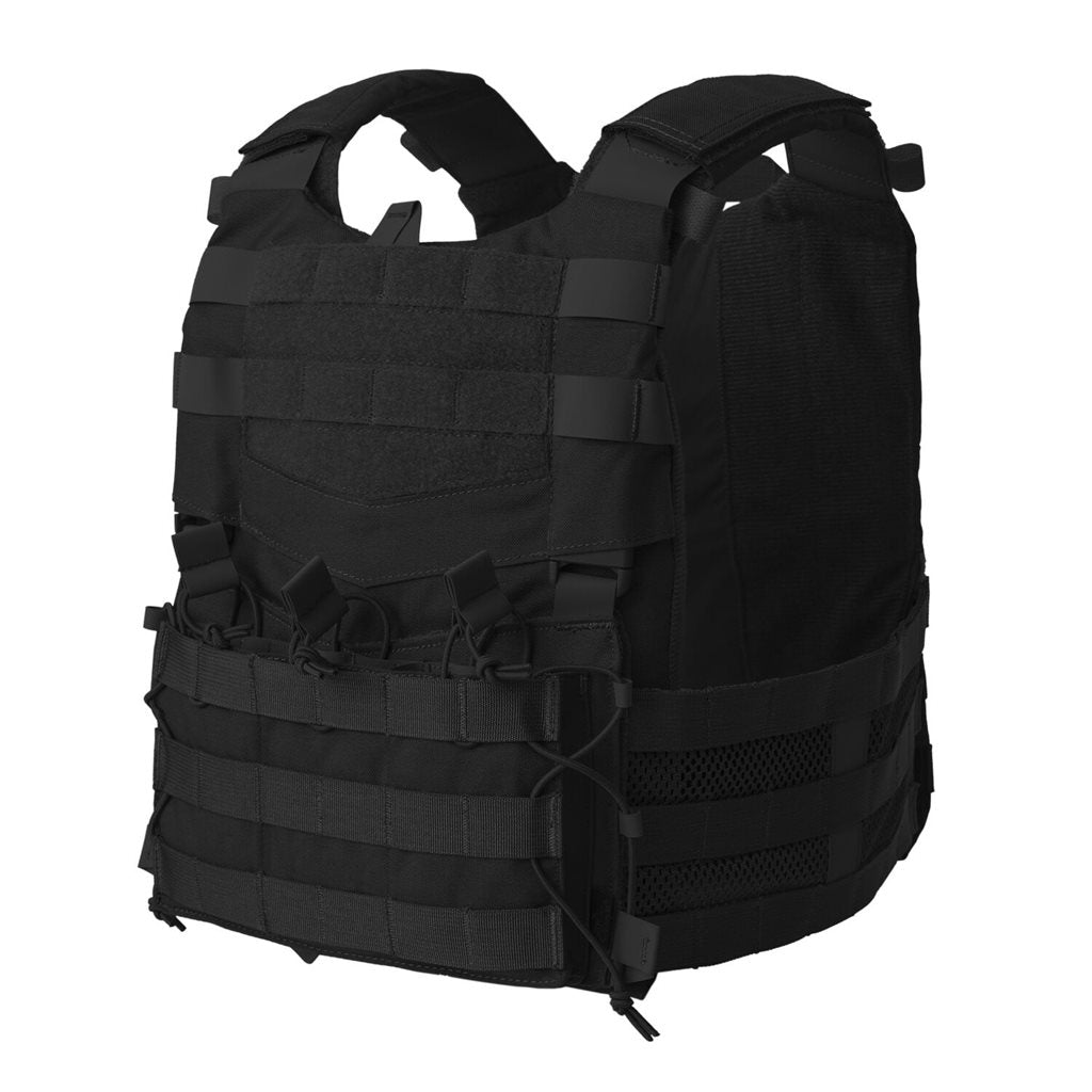 Chaleco portaplacas GUARDIAN Military Set negro con plataforma frontal y triple funda para cargadores AR/AK