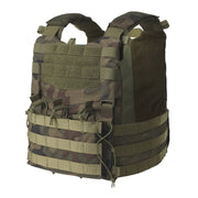 Chaleco Portaplacas GUARDIAN MIITARY SET WOODAND en Cordura, vista frontal con plataforma y triple funda para cargadores