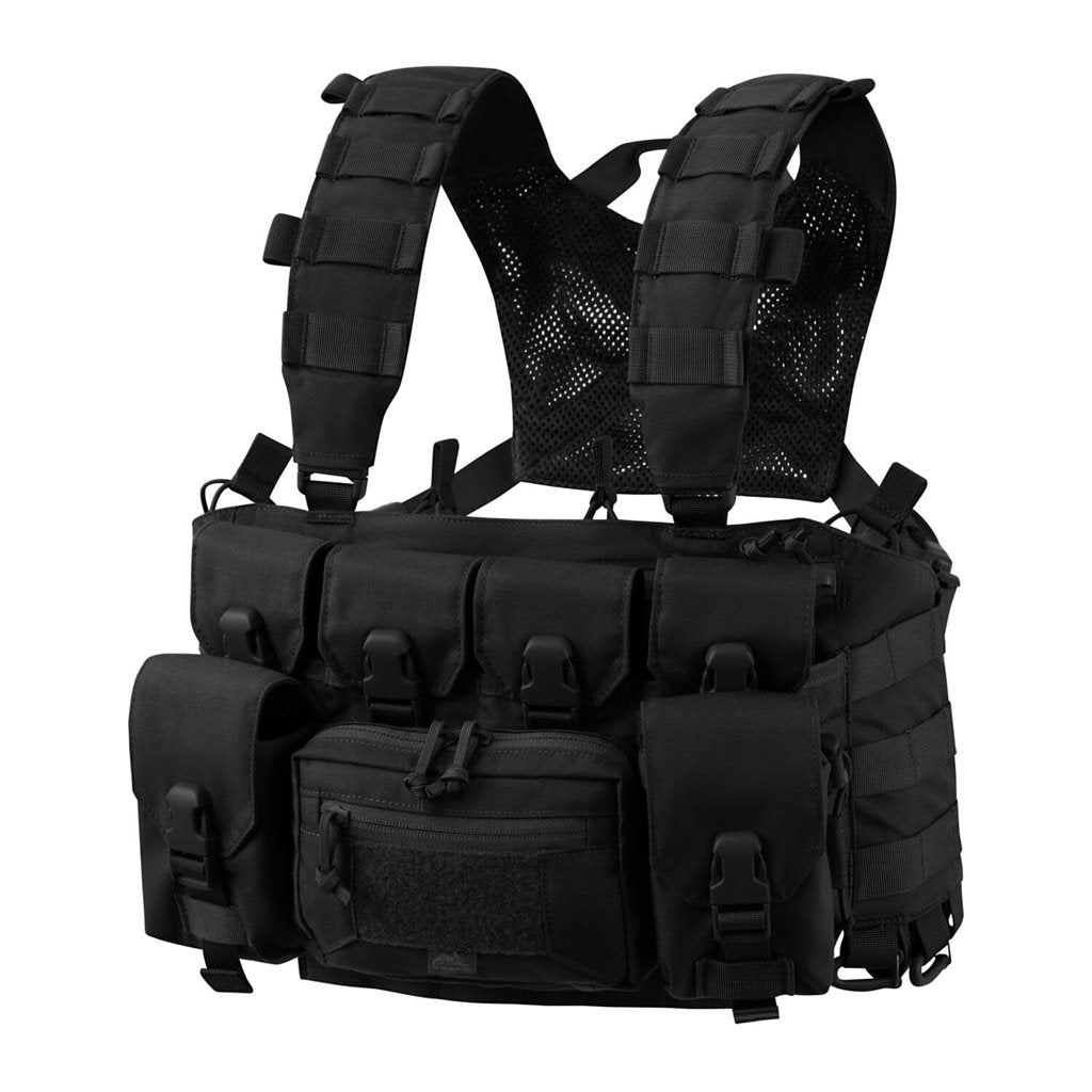 Pechera Chest Rig Guardian Recce negra, plataforma táctica de Cordura 235 g/m²