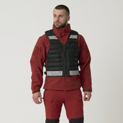 Chaleco SAR de rescate negro KK-SAR-PO-01 con elementos reflectantes, vista frontal