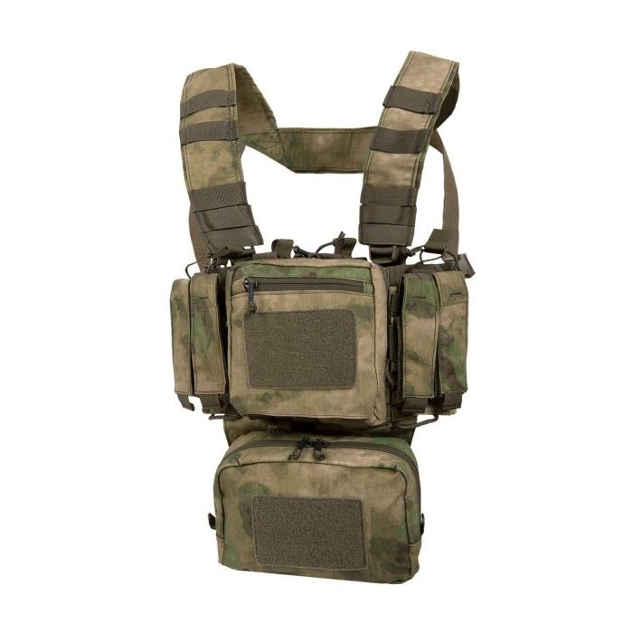 Chaleco táctico MINI RIG® en vista frontal con fundas, bolsillos y sistema PALS/MOLLE