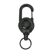 Llavero Heavy Duty con carrete retráctil, cuerda metálica y mosquetón color coyote