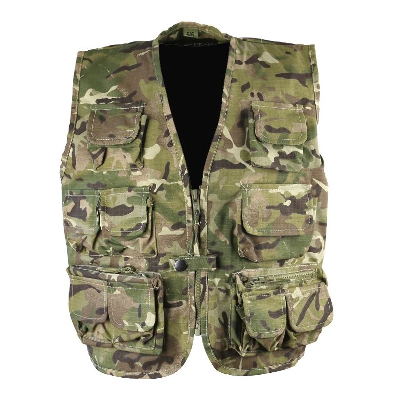 Chaleco táctico infantil TACTICAL camuflaje BTP, 11 bolsillos, rip-stop 65% poliéster 35% algodón