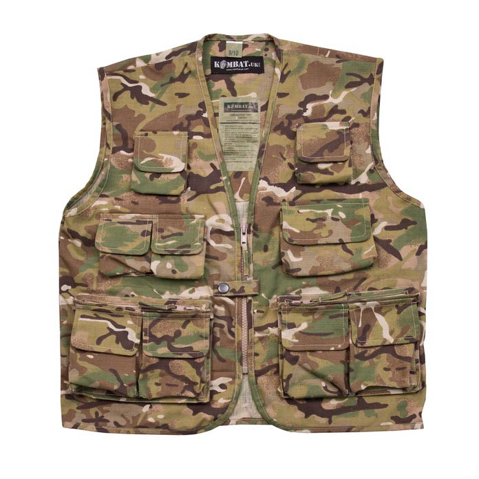 Chaleco táctico infantil TACTICAL camuflaje BTP, 11 bolsillos, rip-stop 65% poliéster 35% algodón