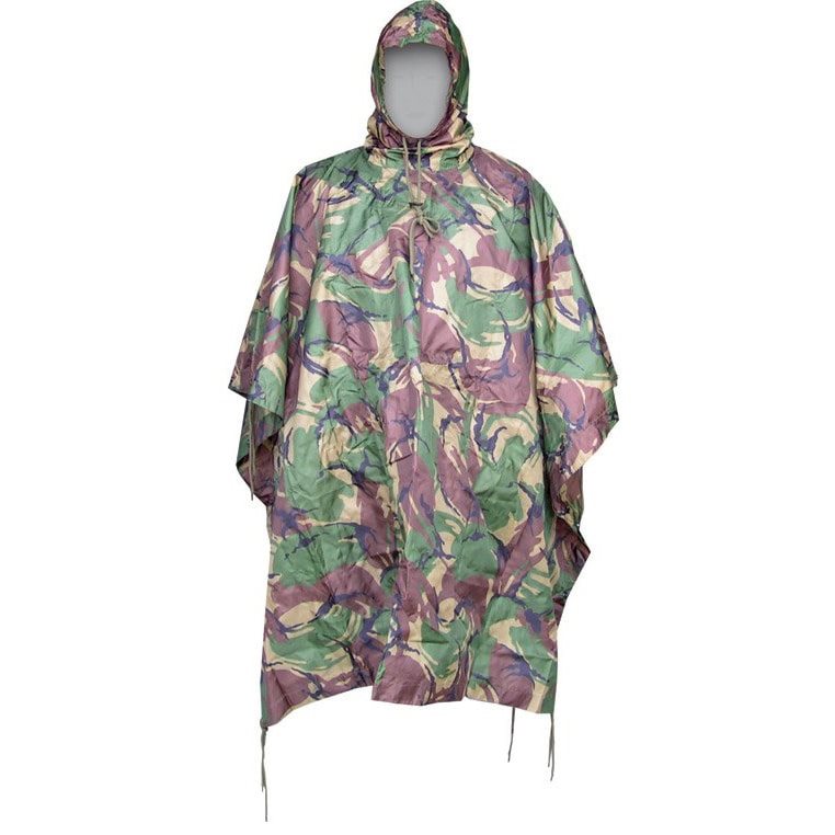 Poncho estilo US DPM de nylon impermeable con capucha y ojales de latón