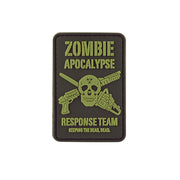 Parche PVC con velcro 'Zombie Apocalypse' con pistola, motosierra y calavera, 50x73 mm