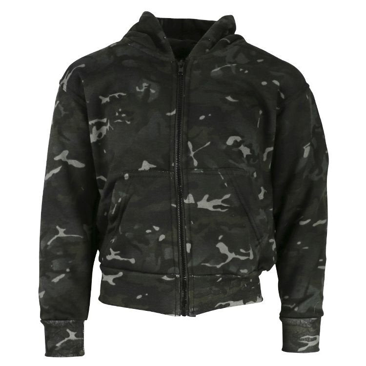 Sudadera infantil camuflaje con capucha y cremallera y dos bolsillos frontales