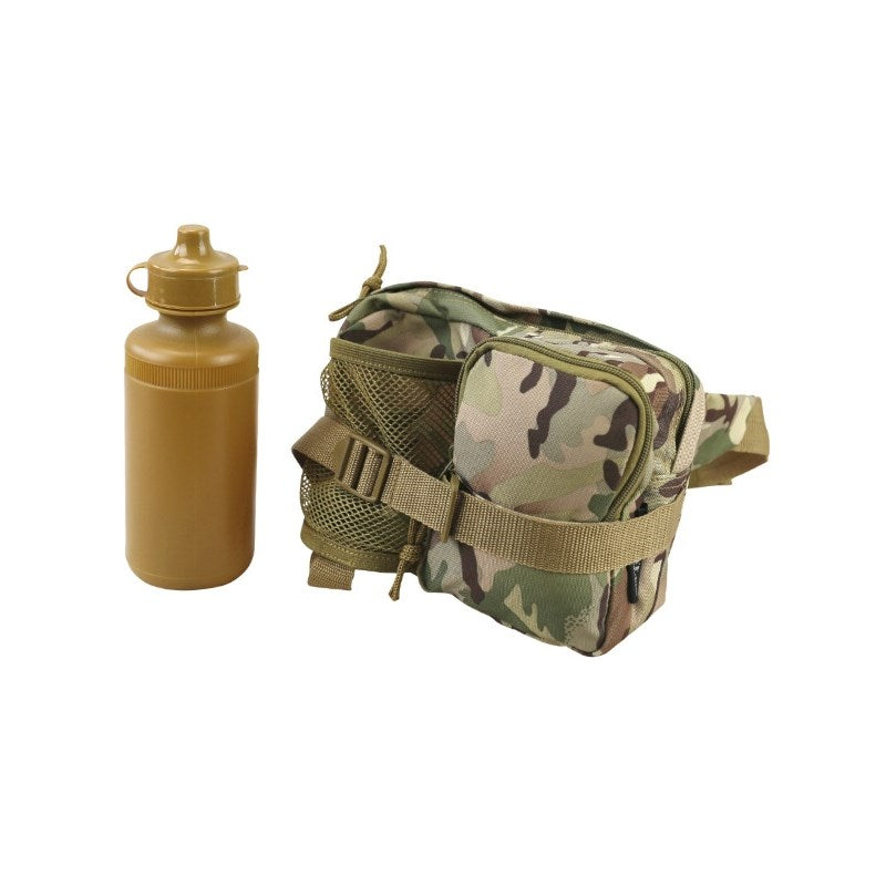 Riñonera con botella MTP asegurada en red elástica, 600D Cordura