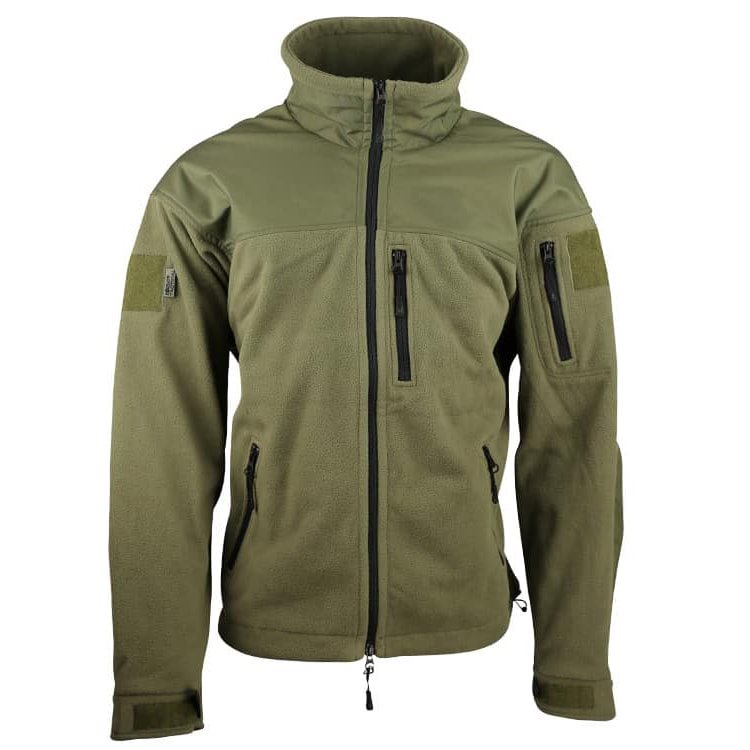 Sudadera DEFENDER TACTICAL fleece verde con 4 bolsillos y refuerzos en hombros y codos