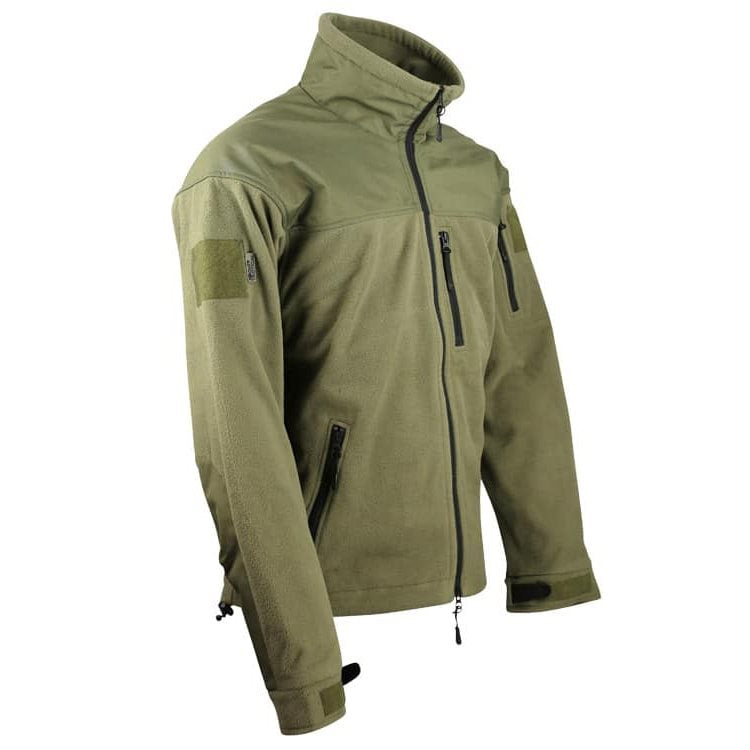 Sudadera DEFENDER TACTICAL fleece verde con 4 bolsillos y refuerzos en hombros y codos