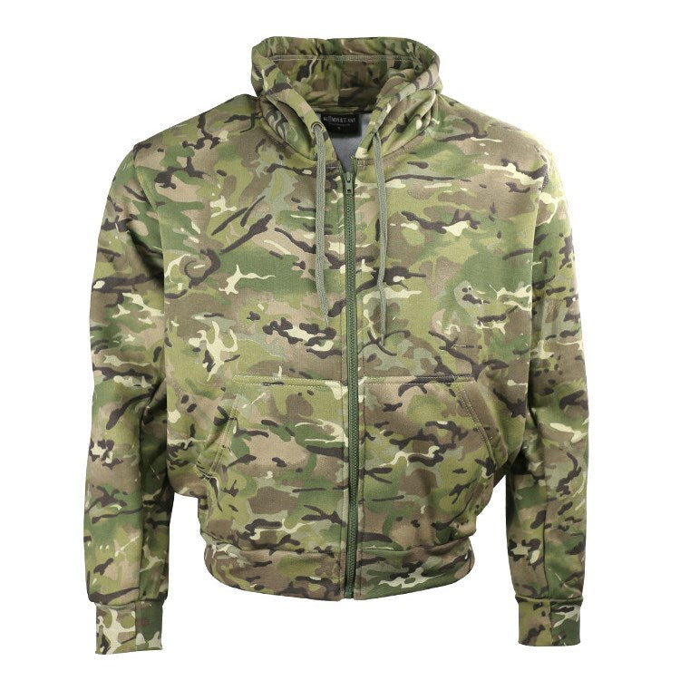 Sudadera con capucha camuflaje en algodón con forro polar, cómoda para ciudad y campo