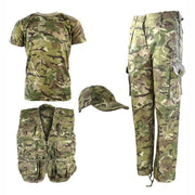 Conjunto infantil EXPLORER camuflaje británico BTP: chaleco, pantalón, camiseta y gorra con visera