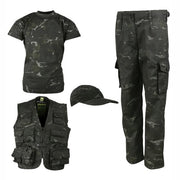 Conjunto infantil EXPLORER en camuflaje británico: chaleco, pantalón, camiseta y gorra