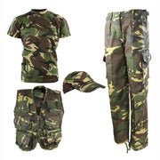 Conjunto infantil EXPLORER DPM en camuflaje británico: chaleco, pantalón, camiseta y gorra con visera
