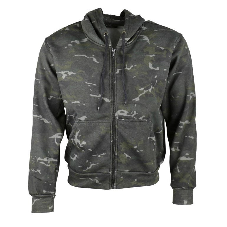 Sudadera camuflaje con capucha y cremallera, algodón con forro polar, apta para ciudad y aire libre