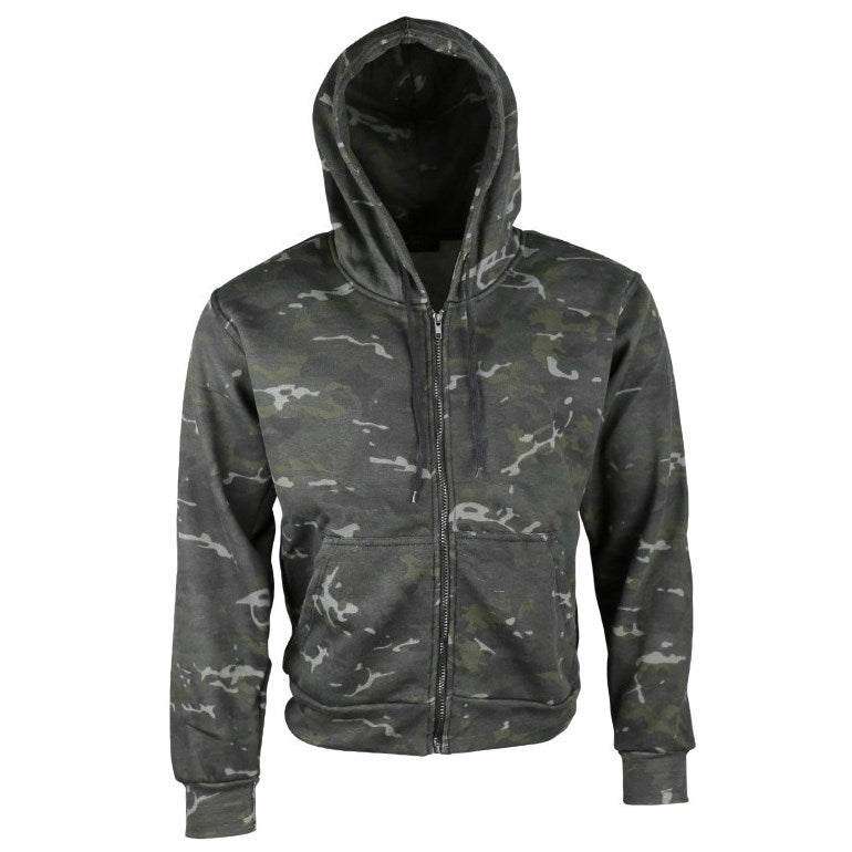 Sudadera camuflaje con capucha y cremallera, algodón con forro polar, apta para ciudad y aire libre