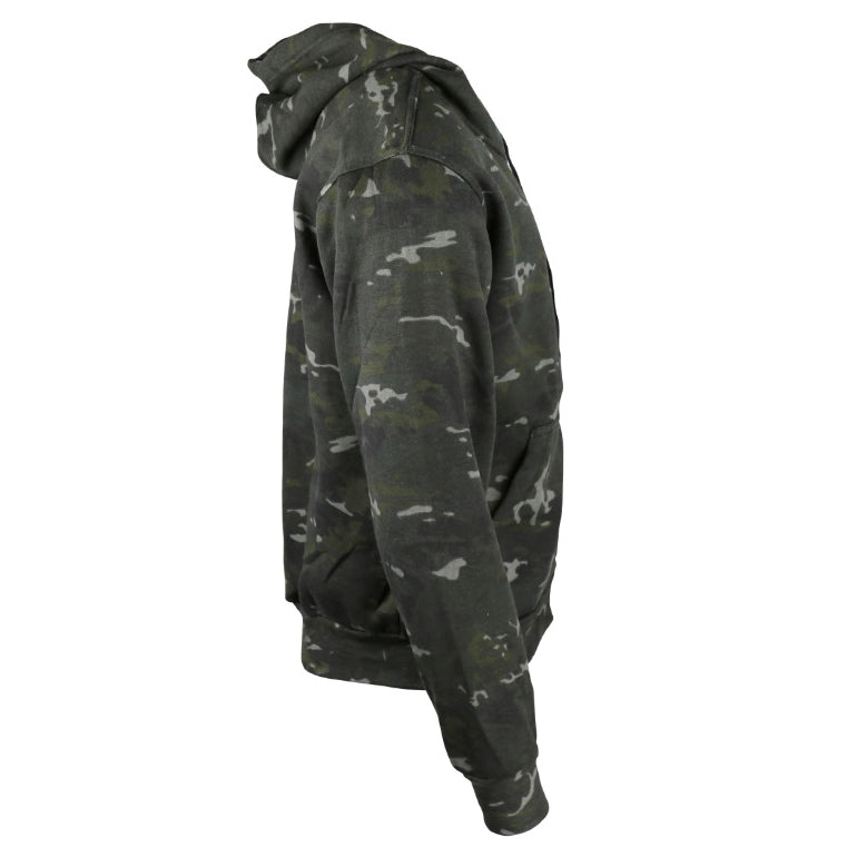 Sudadera camuflaje con capucha y cremallera, algodón con forro polar, apta para ciudad y aire libre