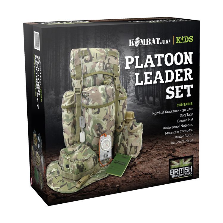 Set JUNIOR Platoon Leader: kit infantil militar con mochila 30 L, gorro boonie y accesorios