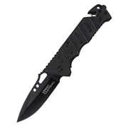 Navaja plegable TROOPER con hoja negra de acero inoxidable y rompecristales
