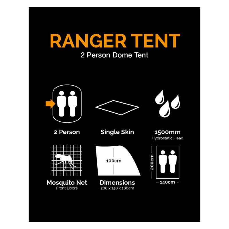 Tienda RANGER para 2 personas con funda de transporte vista exterior