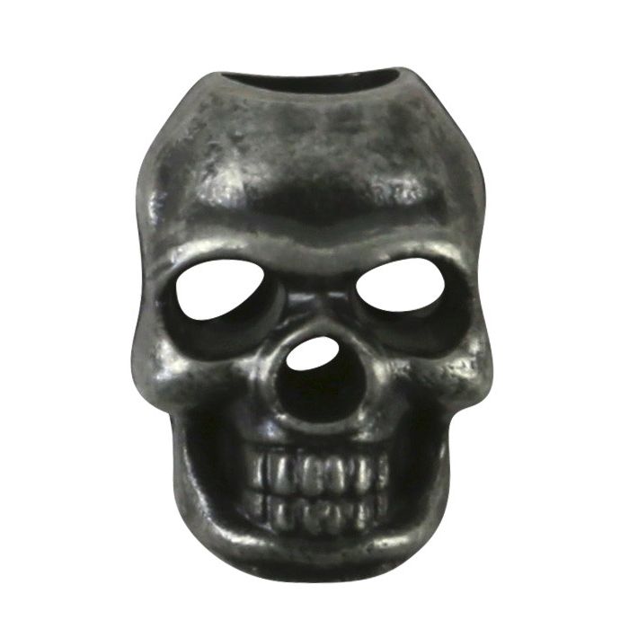 Cuenta calavera plateada de plástico para cordón, longitud aprox. 1,8 cm