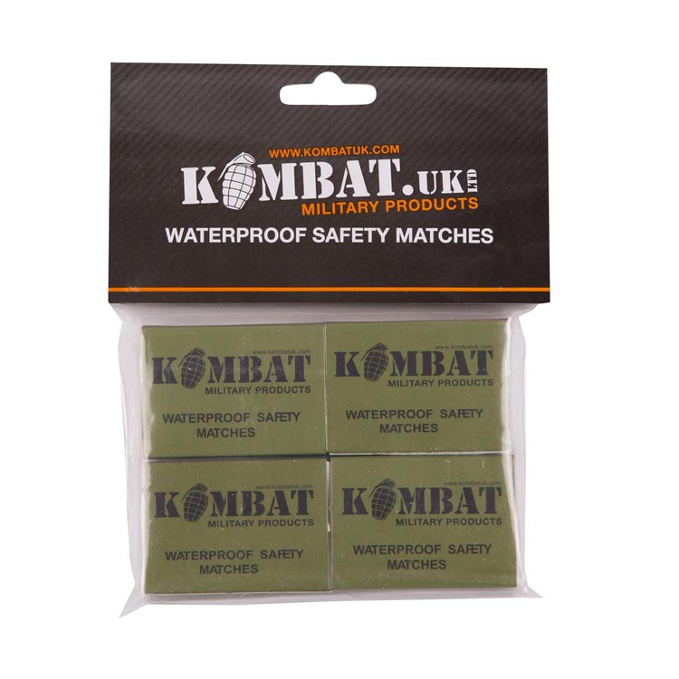 Fósforos KOMBAT impermeables, paquete de 4 cajas
